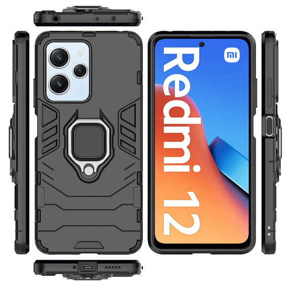 Pouzdro pro Xiaomi Redmi 12, Kickstand Ring, černé