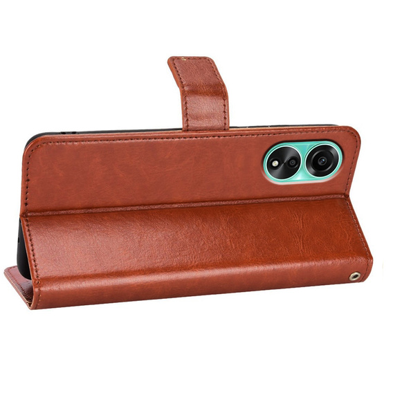 Klopové pouzdro pro Oppo A98 5G, Crazy Horse Wallet, hnědé