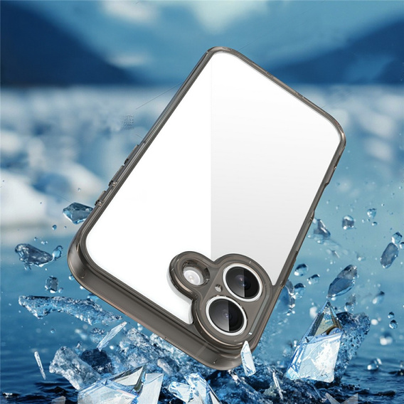Pouzdro pro iPhone 17, s krytem fotoaparátu, průhledné s černými boky