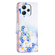 Klopové pouzdro pro Xiaomi Redmi 12 4G, Wallet, butterfly & flowers, bílé