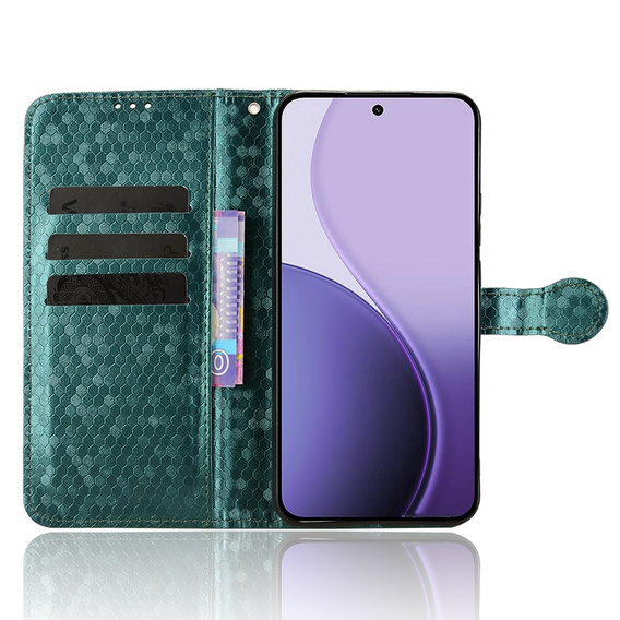 Klopové pouzdro pro Oppo Reno 14, Wallet Rhombus, zelené