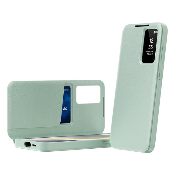 Flipové pouzdro pro Samsung Galaxy A55 5G, Smart View Wallet, zelené