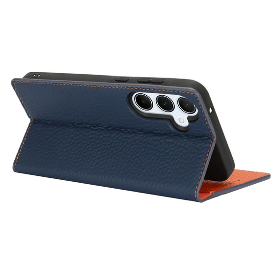 Klopové pouzdro pro Samsung Galaxy S25, Litchi Skin Grain, námořnicky modré