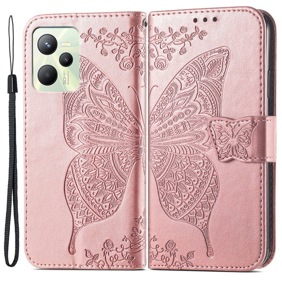 Klopové pouzdro pro Realme C35, Butterfly, růžové