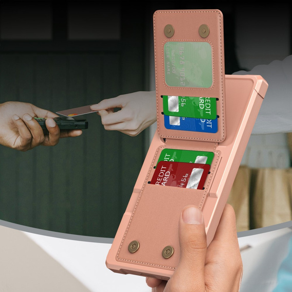 Pouzdro pro Samsung Galaxy S25 Ultra, Card Holder Kickstand, růžové