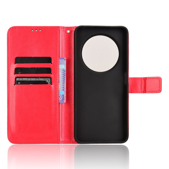 Klopové pouzdro pro Xiaomi Redmi 14C / Xiaomi Poco C75, Crazy Horse Wallet, červené