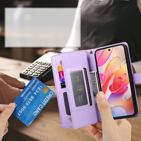 Klopové pouzdro pro Samsung Galaxy A56 5G, Wallet Zipper Pocket, fialové