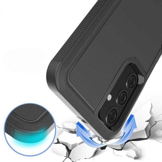 Pancéřové pouzdro pro Samsung Galaxy A25, dvouvrstvé, černé + 9H sklo