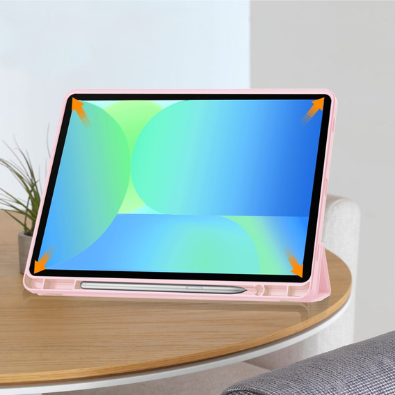 Pouzdro pro Samsung Galaxy Tab S10 FE+ Plus, Smartcase s prostorem pro stylus, růžové