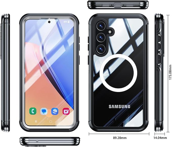 Pouzdro pro Samsung Galaxy A55 5G, Shockproof, se sklem, pro MagSafe, černé