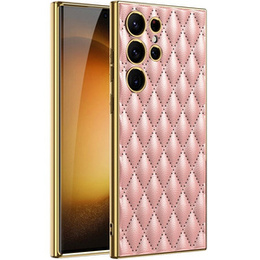 Pouzdro pro Samsung Galaxy S24 Ultra, Leather Rhombus, růžové