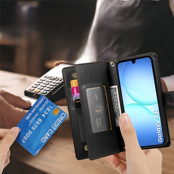 Flipové pouzdro Wallet Zipper Pocket pro Samsung Galaxy A17 5G, Wallet Zipper Pocket, černé