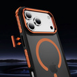 Matné pouzdro pro iPhone 17 Pro, pancéřované, pro MagSafe, kouřové s oranžovými boky