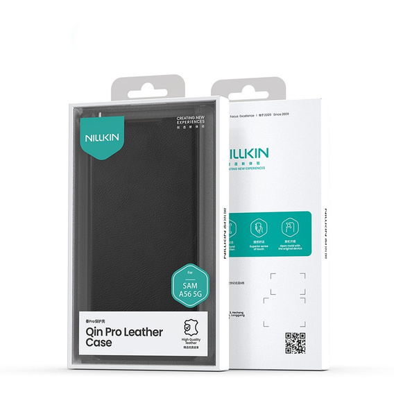 Flipové pouzdro NILLKIN pro Samsung Galaxy A56, CamShield Qin Pro, kůže, černé