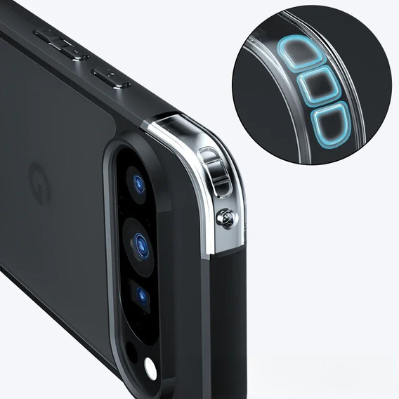 Pouzdro pro Google Pixel 9 / Google Pixel 9 Pro, Fusion Hybrid, transparentní / černé