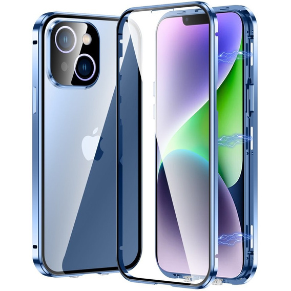 Pouzdro pro iPhone 13, Magnetic Dual Glass, modré