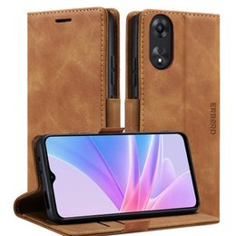 Pouzdro pro Oppo A78 5G, ERBORD Vintage peněženka s klopou, hnědé