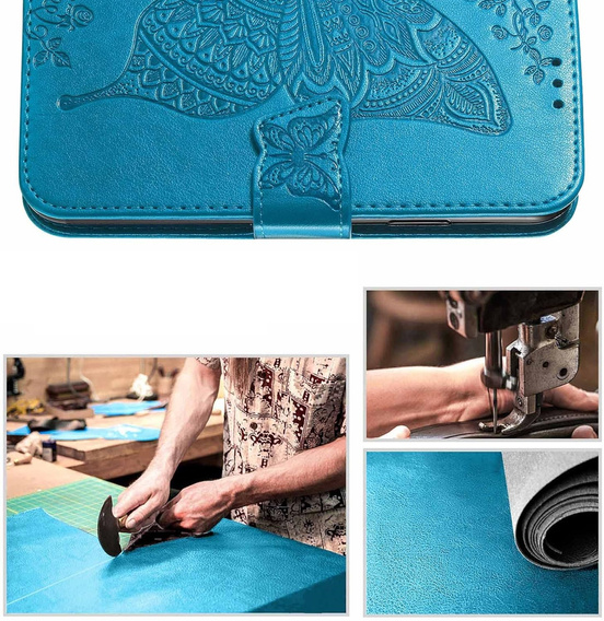 Klopové pouzdro pro Oppo Reno 13F / Oppo Reno 13FS, Butterfly, modré