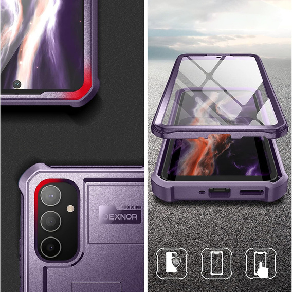 Pancéřové pouzdro pro Samsung Galaxy A54 5G, Dexnor Full Body (Two Frames), fialové