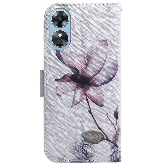 Klopové pouzdro pro Oppo A17, Wallet, kwiat, bílé