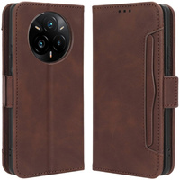 Klopové pouzdro pro Realme 14 Pro 5G, Card Slot, hnědé