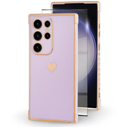 Pouzdro pro Samsung Galaxy S23 Ultra, Electro heart, fialové + Full Glue Ceramic Glass