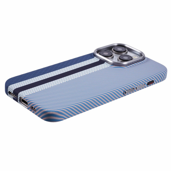 Pouzdro pro iPhone 13 Pro, Carbon Fiber MagSafe, modré