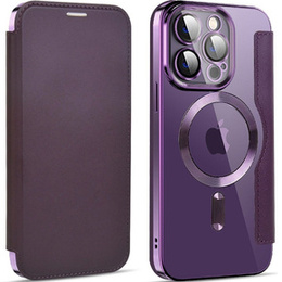 Klopové pouzdro pro iPhone 14 Pro, RFID Wallet MagSafe CamShield, fialové