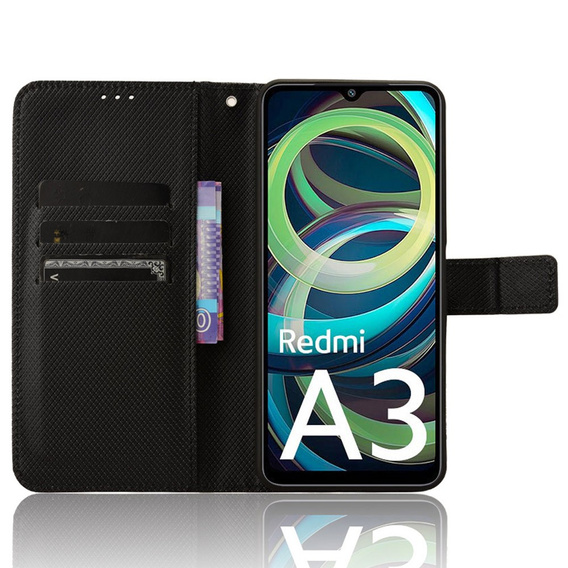 Klopové pouzdro pro Xiaomi Redmi A3, Wallet Smart Magnet, černé