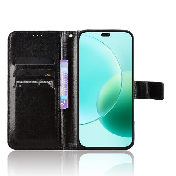 Klopové pouzdro pro Honor 400 Lite, Crazy Horse Wallet, černé