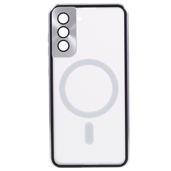 Magnetické pouzdro Dual Glass MagSafe pro Samsung Galaxy S22, stříbrné