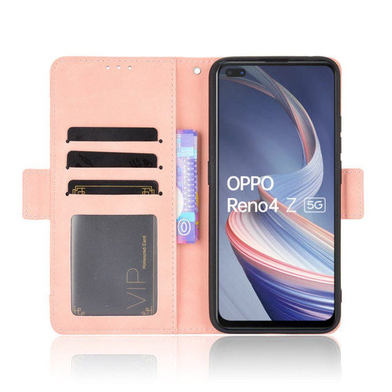 Klopové pouzdro pro Oppo Reno 4 Z 5G, Card Slot, růžové