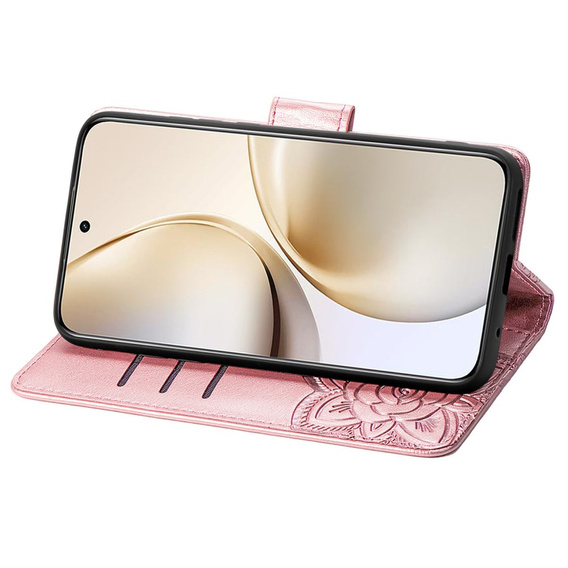 Klopové pouzdro pro Realme 14 Pro 5G, Butterfly, růžové rose gold