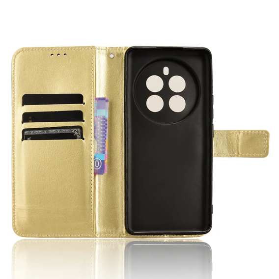 Klopové pouzdro pro Realme 12 Pro 5G / 12 Pro+ 5G, Crazy Horse Wallet, zlaté