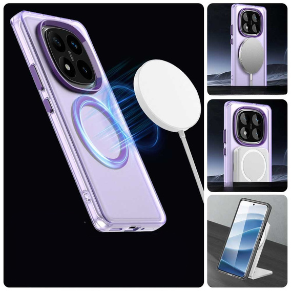 Pouzdro pro Xiaomi Redmi Note 14 Pro 5G / Poco X7 5G, Fusion Hybrid, pro MagSafe, fialové