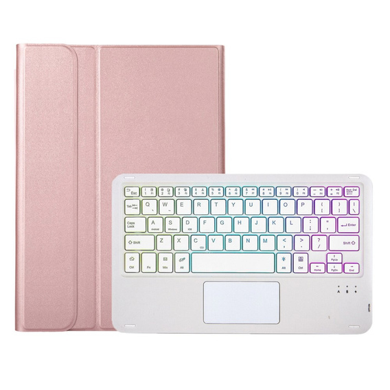 Pouzdro s podsvícenou bluetooth touchpad klávesnicí pro iPad 10.9" 2022 (10 gen.), růžové