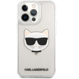 Pouzdro Karl Lagerfeld pro iPhone 13 Pro Max, Choupette Head, průhledné