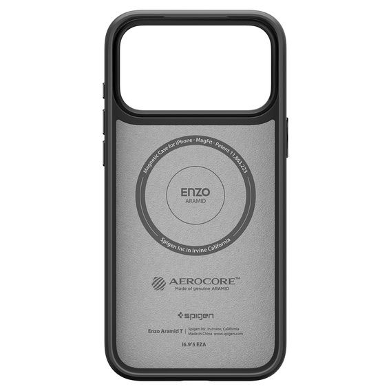 Spigen Enzo Aramid MagSafe pouzdro pro iPhone 17 Pro Max, karbonově černé