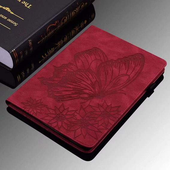 Pouzdro pro Lenovo Tab M9, Wallet Pen Slot, butterflies, hnědé