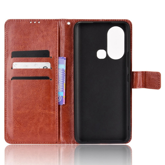 Klopové pouzdro pro Infinix Hot 11s, Crazy Horse Wallet, hnědé