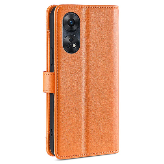 Klopové pouzdro pro Oppo Reno8 T 4G, Wallet Zipper Pocket, oranžové