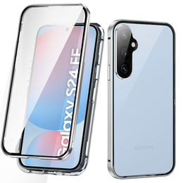 Pouzdro pro Samsung Galaxy S24 FE, Magnetic Dual Glass, stříbrné