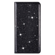 Flipové pouzdro pro iPhone 16E, Card Slot Glittery, černé