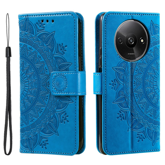Klopové pouzdro pro Xiaomi Redmi A3, Mandala, modré