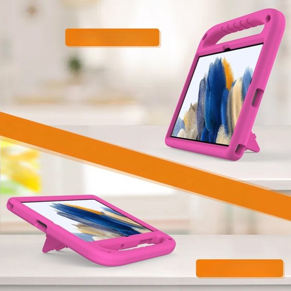 Dětské pouzdro pro Samsung Galaxy Tab A9+, dětské pouzdro s rukojetí, růžové