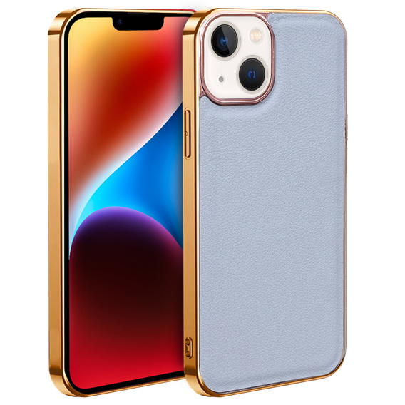 Pouzdro pro iPhone 14, Cowhide Leather, šedé