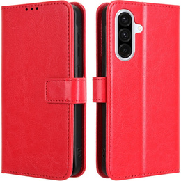Klopové pouzdro pro Samsung Galaxy A36, Crazy Horse Wallet, červené