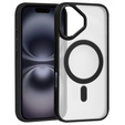Pouzdro pro iPhone 16 Plus, pro MagSafe, ERBORD Matt Case, transparentní / černé + sklo na displej