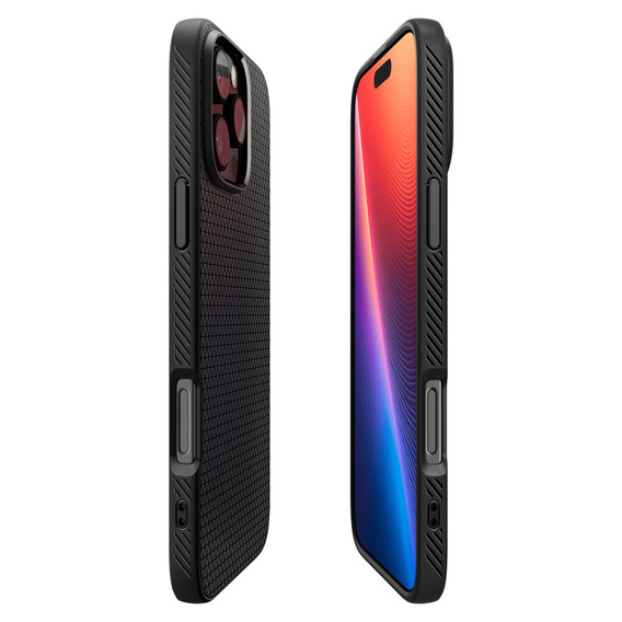 Pouzdro Spigen pro iPhone 16 Pro Max, Liquid Air, černé + 9H tvrzené sklo