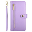 Klopové pouzdro pro Oppo Reno 13F 5G, Wallet Zipper Pocket, fialové